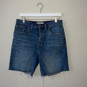 Madewell high rise denim mid-length shorts